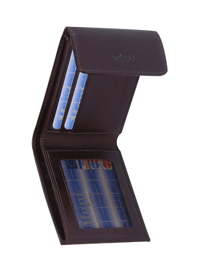 محفظة من الجلد ثنائية الطي بني